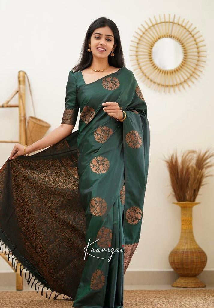Kelly Green Banarasi Silk Saree
