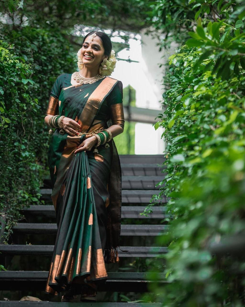 Basil Green Banarasi Silk Saree
