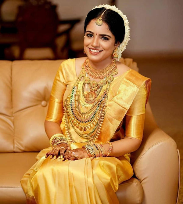 Leucous Yellow Woven Banarasi Silk Saree