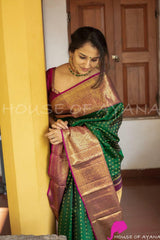 Brimming Green Woven Banarasi Silk Saree