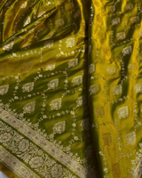 Kalyani – Green Banarasi Katan Satin Silk Saree with Golden Zari Weaving