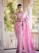 Incomparable Baby Pink Soft Silk Saree
