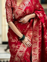 Bucolic Red Soft Silk Saree