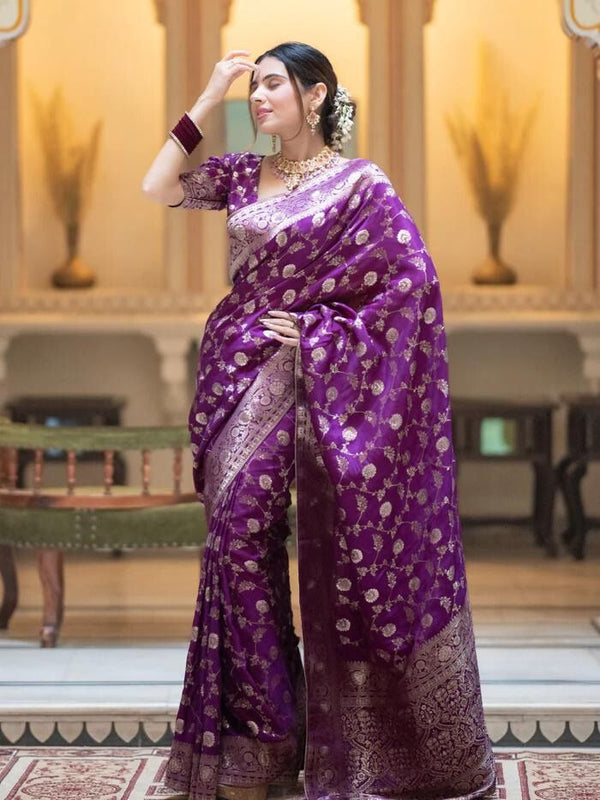 Splendiferous Purple Soft Silk Saree