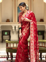 Bucolic Red Soft Silk Saree