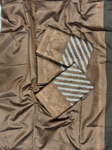 Taupe Brown Banarasi Silk Saree