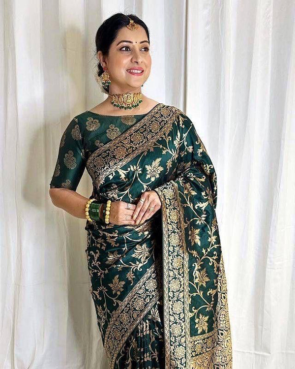Fructuous Green Banarasi Silk Saree