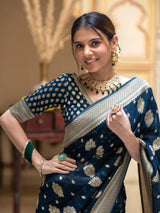 Midnight Blue Banarasi Silk Saree