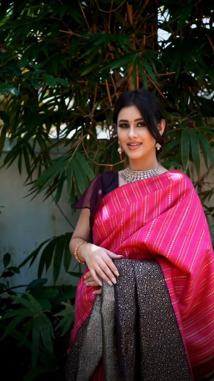Pink Banarasi Soft Silk Saree