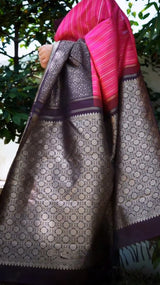 Pink Banarasi Soft Silk Saree