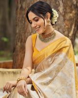 Imbrication Beige Soft Silk Saree
