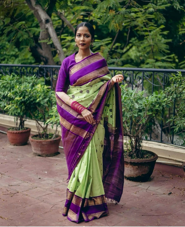 Tempting Pista Soft Silk Saree
