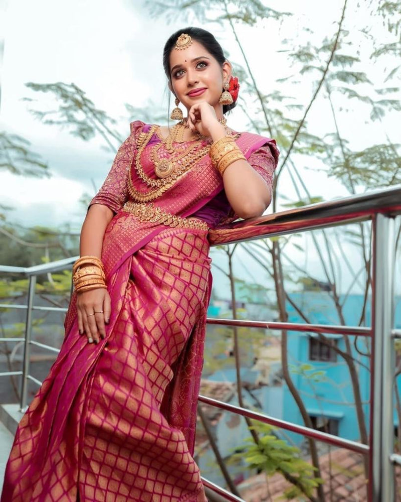 Desuetude Dark Pink Soft Silk Saree