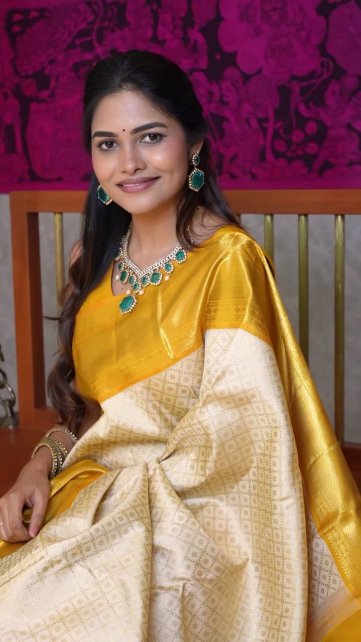 Dazzling Beige Soft Silk Saree