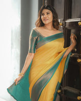 Breathtaking Yellow Soft Silk Saree