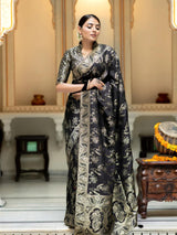 Charming Black Color Soft Banarasi Silk Saree