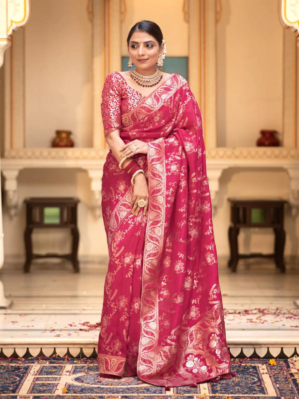Chatoyant Dark Pink Soft Silk Saree