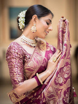 Preferable Wine Soft Silk Saree