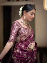 Preferable Wine Soft Silk Saree