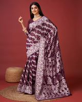 Sonorous Wine Cotton Silk Saree
