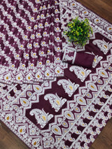 Sonorous Wine Cotton Silk Saree