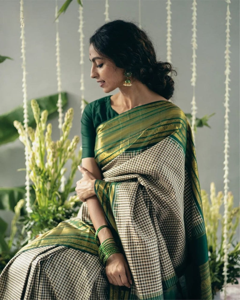 Glamorous Grey Soft Silk Saree