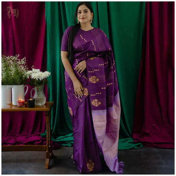 Redolent Purple Soft Silk Saree