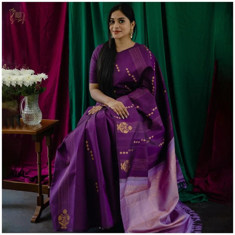 Redolent Purple Soft Silk Saree