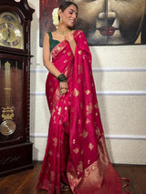 Outstanding Dark Pink Soft Silk Saree