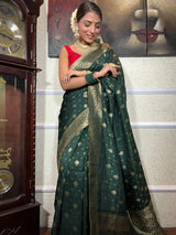 Pretty Dark Green Soft Silk Saree