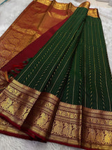 Vaishali – Banarasi Soft Silk Saree in Green & Maroon