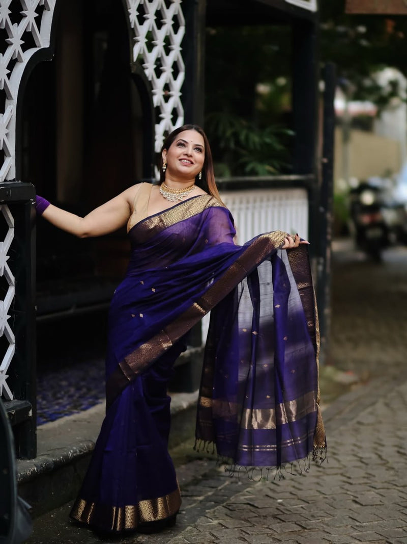 Sharvitha – Cotton Silk Saree in Royal Purple