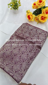 Regal Purple Kanjivaram Silk Saree with Golden Zari Brocade Weaving