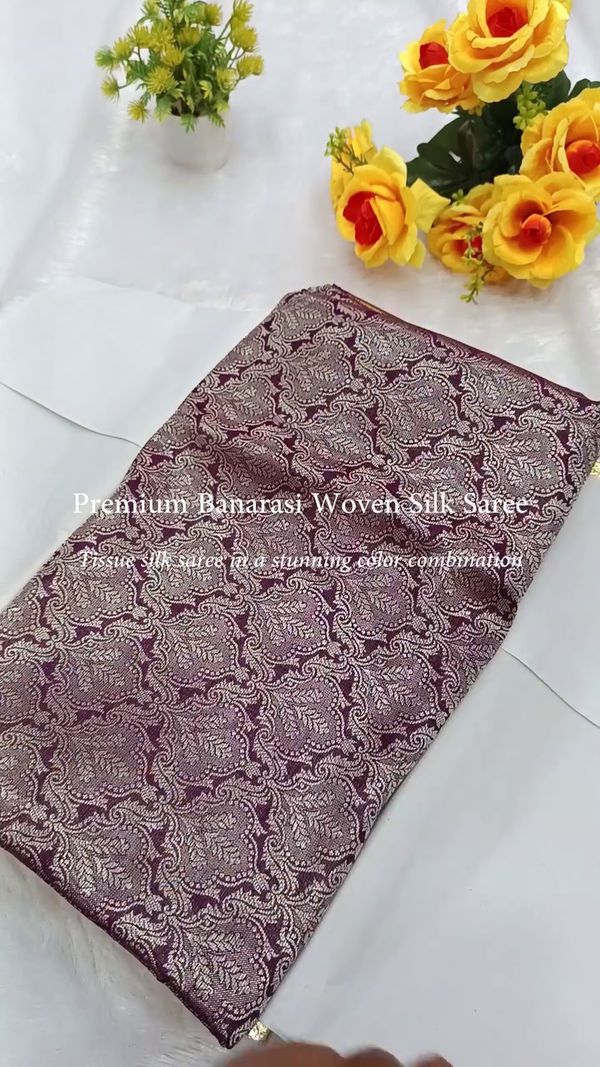 Regal Purple Kanjivaram Silk Saree with Golden Zari Brocade Weaving