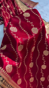 Royal Red Banarasi Silk Saree – A Touch of Timeless Grace