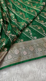 Emerald Green Banarasi Silk Saree – Woven with Royal Grace