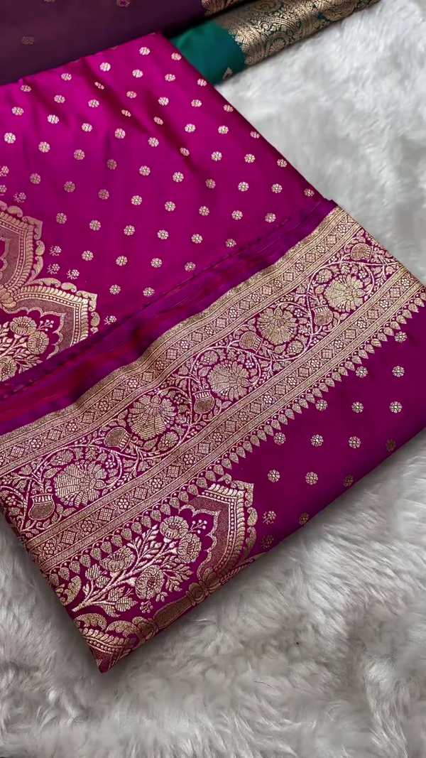 Magenta Majesty Banarasi Silk Saree – Woven with Golden Grace