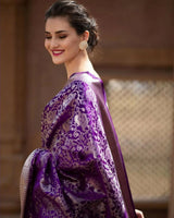 Varnika - Purple Banarasi Silk Saree with Rich Silver Jacquard and Matching Blouse